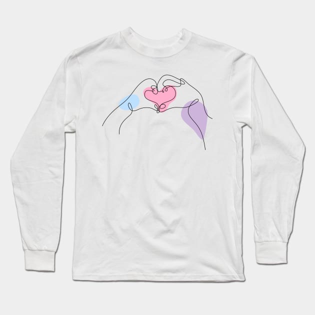 Valentines day One Continuous Line art Long Sleeve T-Shirt by Twiri